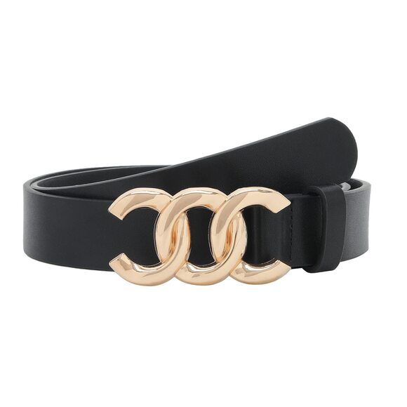 Accessories - 9358 Women Belt For Jeans Dress Cinch Waist Ladies Black Faux Leather